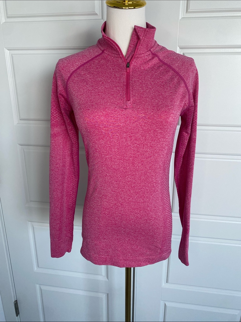 FIGS Salta Seamless 1/4 Zip Pink Long Sleeve Underscrub Top XS